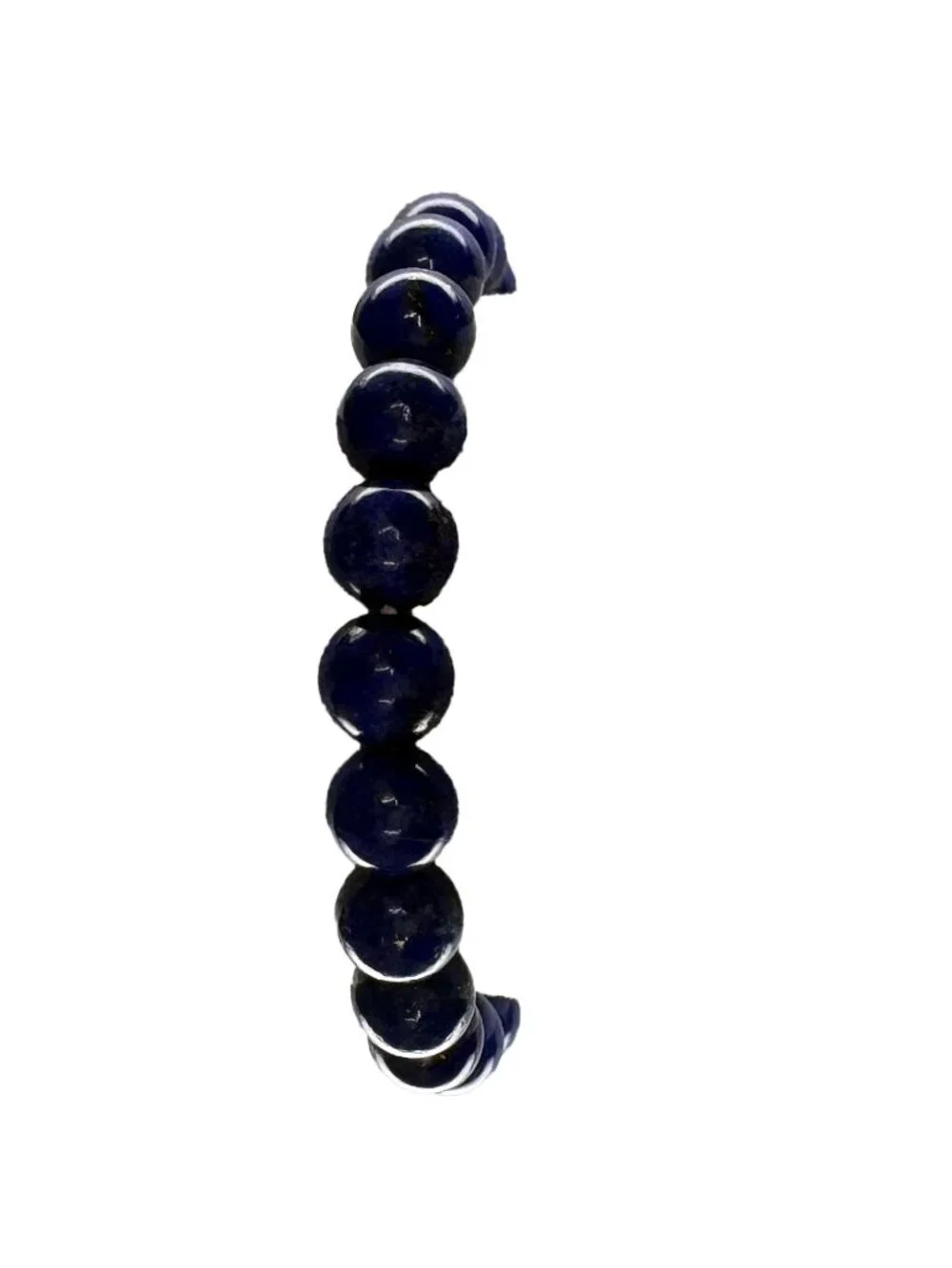 Natural Lapis Lazuli Bead Bracelet 8mm Deep Blue Gemstone Certified 19.17g